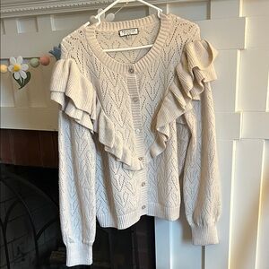 Womens Bagatelle Collection Ruffle Cardigan XL